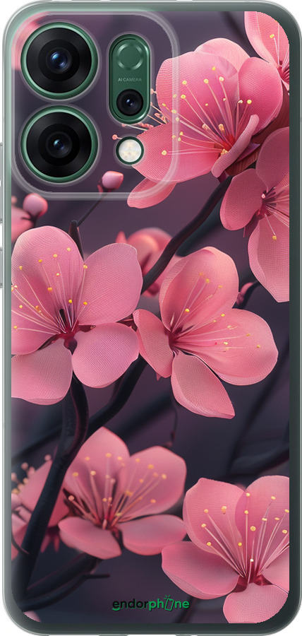 Силіконовий чехол Пурпурова сакура для Oppo RENO14 5G - 6075u-4058 изображение 