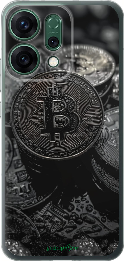 Силиконовый чехол Black Bitcoin для Oppo RENO14 5G - 6090u-4058 изображение 