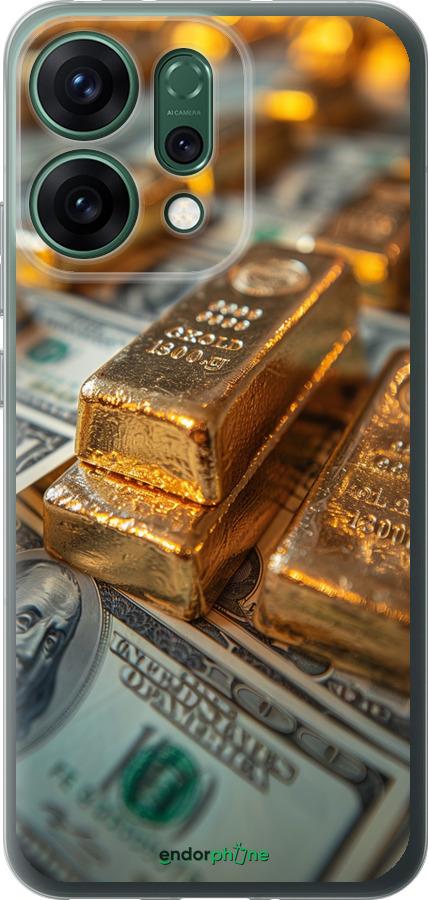 Силиконовый чехол Слитки и доллары для Oppo RENO14 5G - 6105u-4058 изображение 