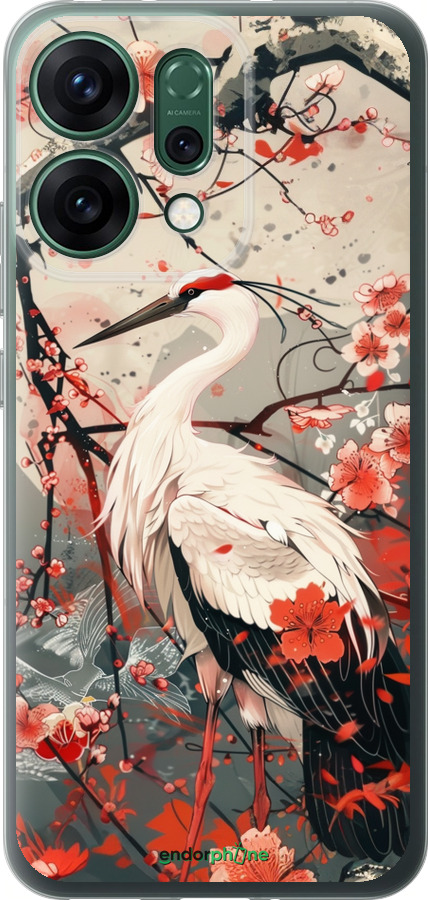 Силиконовый чехол Аист в цвету сакуры для Oppo RENO14 5G - 6109u-4058 изображение 