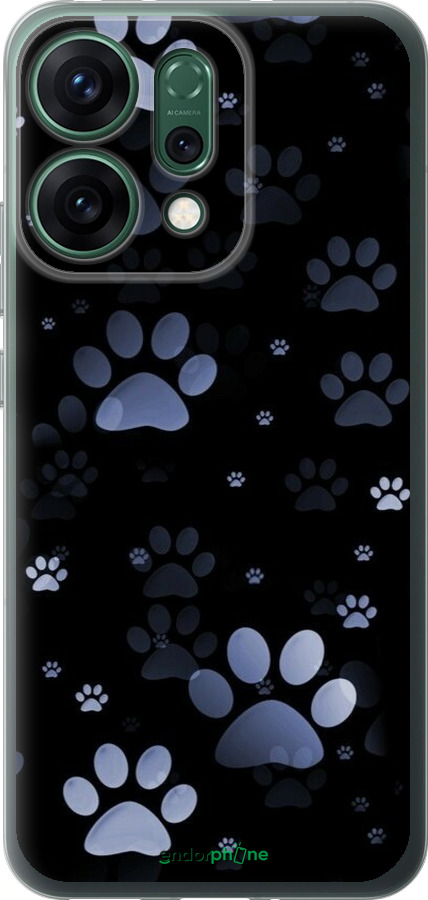 Силиконовый чехол С синими отпечатками лап для Oppo RENO14 5G - 6441u-4058 изображение 