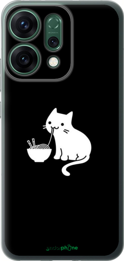 Силиконовый чехол С милым котом на черном фоне для Oppo RENO14 5G - 6528u-4058 изображение 