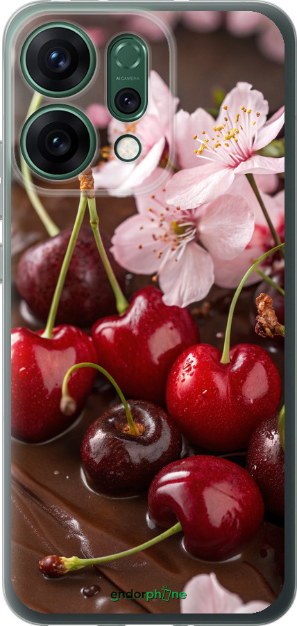 Силиконовый чехол Вишня в шоколаде для Oppo RENO14 5G - 6698u-4058 изображение 