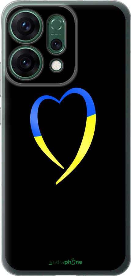 Силиконовый чехол Жёлто-голубое сердце для Oppo RENO14 5G - 885u-4058 изображение 