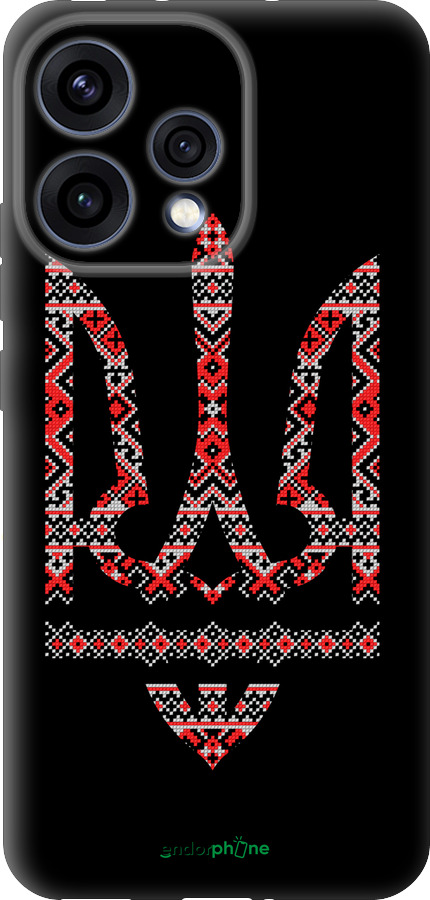 Силиконовый чехол Герб - вышиванка на черном фоне для Oppo RENO15 5G - 1196u-4201 изображение 