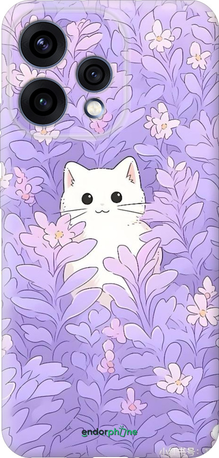 Силіконовий чехол Котик в цветах для Oppo RENO15 5G - 6390u-4201 изображение 