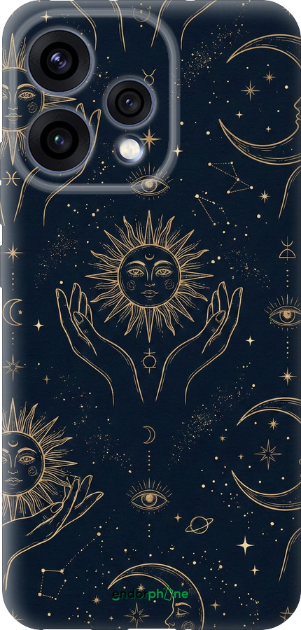 Силиконовый чехол Celestial Harmony: Sun & Moon Gold Mystic Pattern для Oppo RENO15 5G - 6778u-4201 изображение 