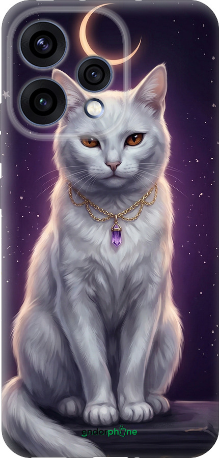 Силиконовый чехол Mystic White Cat Gothic Dark Purple Gold для Oppo RENO15 5G - 6805u-4201 изображение 