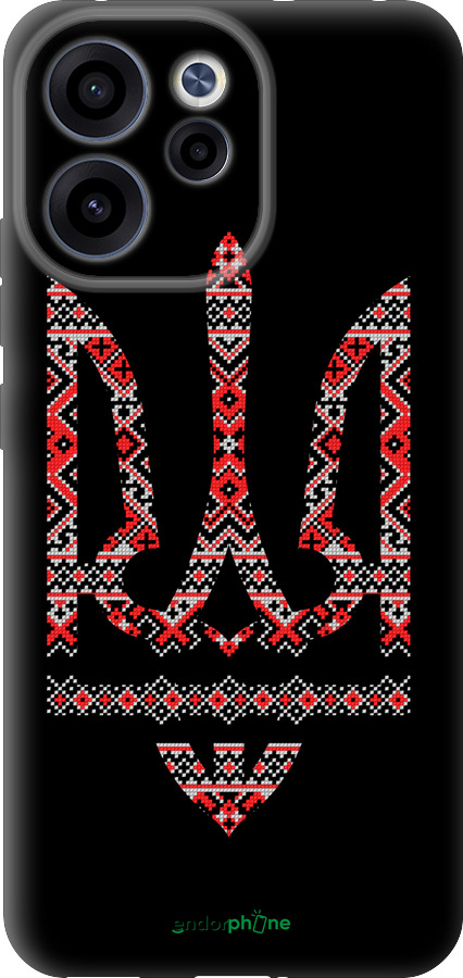 Силиконовый чехол Герб - вышиванка на черном фоне для Oppo RENO15 F 5G - 1196u-4199 изображение 