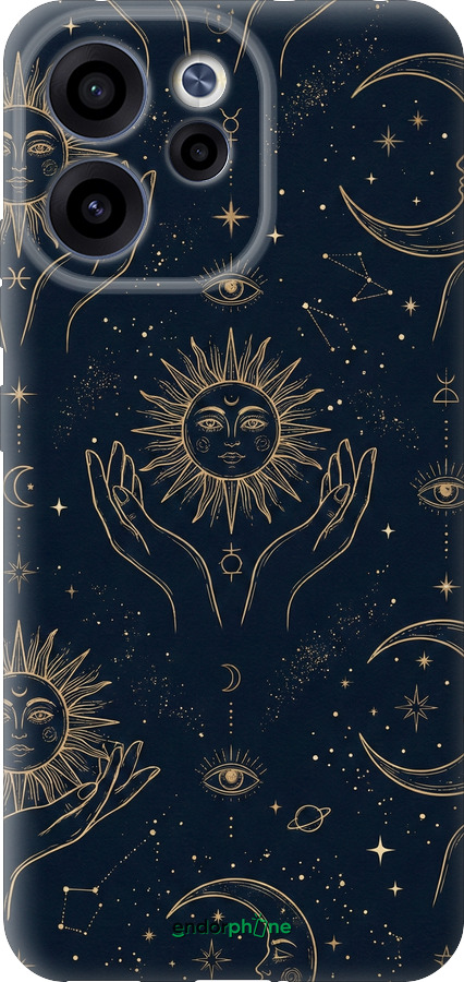 Силіконовий чехол Celestial Harmony: Sun & Moon Gold Mystic Pattern для Oppo RENO15 F 5G - 6778u-4199 изображение 