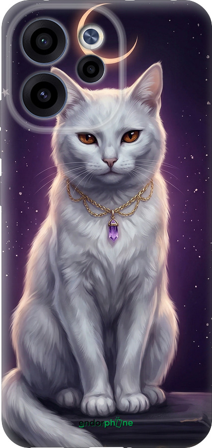 Силиконовый чехол Mystic White Cat Gothic Dark Purple Gold для Oppo RENO15 F 5G - 6805u-4199 изображение 
