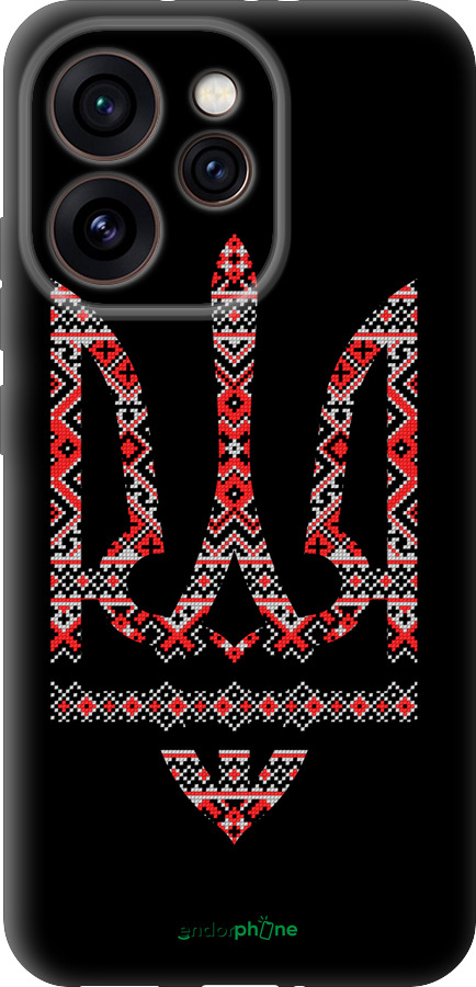 Силиконовый чехол Герб - вышиванка на черном фоне для Oppo Reno15 Pro 5G - 1196u-4225 изображение 