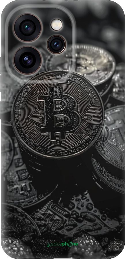 Силиконовый чехол Black Bitcoin для Oppo Reno15 Pro 5G - 6090u-4225 изображение 