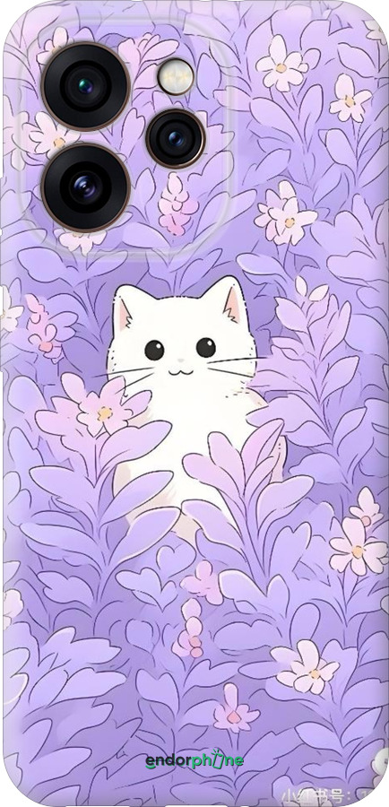 Силиконовый чехол Котик в цветах для Oppo Reno15 Pro 5G - 6390u-4225 изображение 