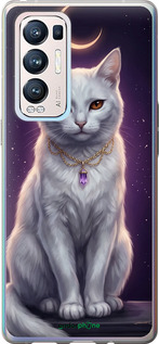 Силиконовый чехол Mystic White Cat Gothic Dark Purple Gold для Oppo Reno5 Pro Plus - 6805u-2243 изображение 