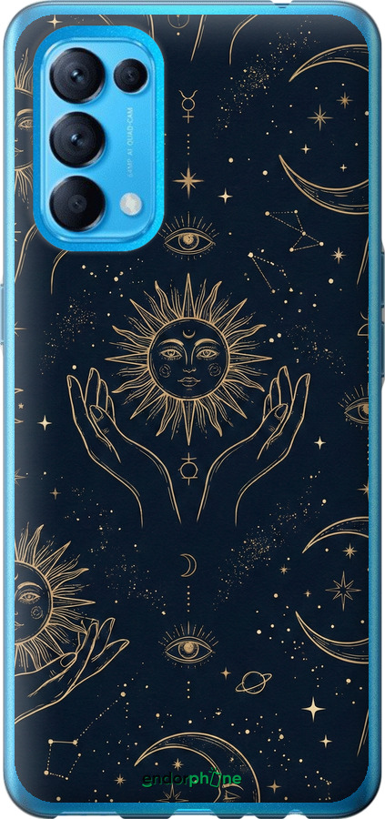 Силіконовий чехол Celestial Harmony: Sun & Moon Gold Mystic Pattern для Oppo Find X3 Lite - 6778u-2299 изображение 