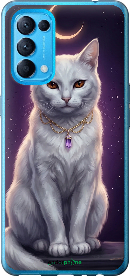 Силиконовый чехол Mystic White Cat Gothic Dark Purple Gold для Oppo Reno5 - 6805u-2206 изображение 