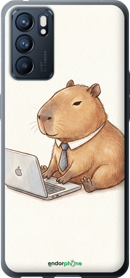 Силиконовый чехол Funny Capybara CEO Working для Oppo Reno6 5G - 6777u-2651 изображение 
