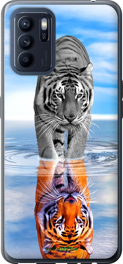 Силиконовый чехол Тигр для Oppo Reno6 Z - 6016u-2477 изображение 