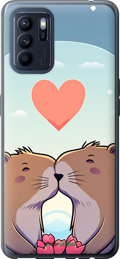 Силиконовый чехол Капибара любовь для Oppo Reno6 Z - 6027u-2477 изображение 