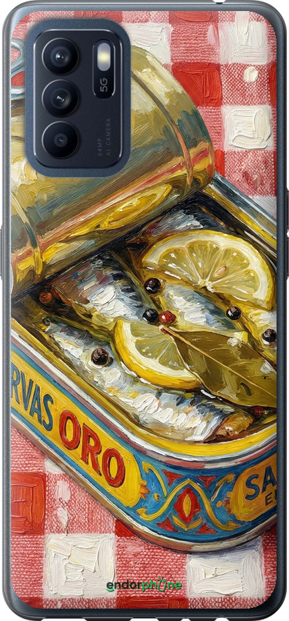 Силиконовый чехол Vintage Sardine Tin Phone для Oppo Reno6 Z - 6772u-2477 изображение 