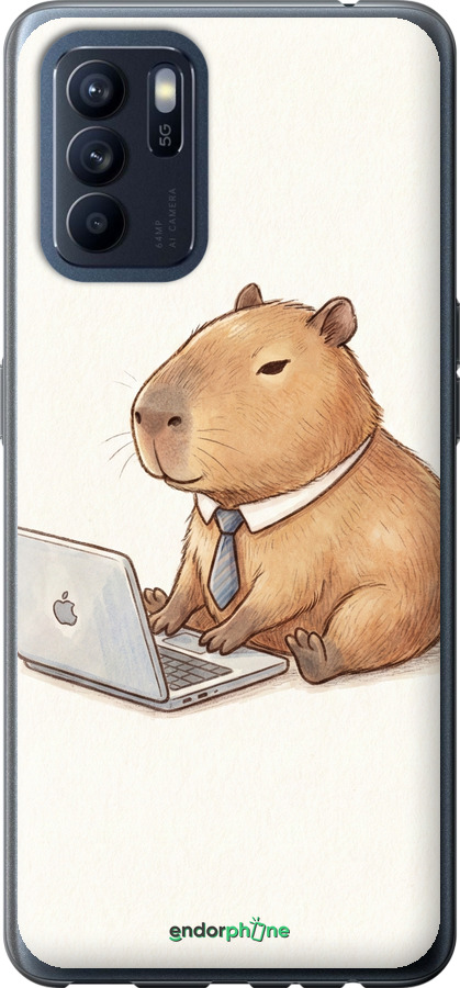 Силиконовый чехол Funny Capybara CEO Working для Oppo Reno6 Z - 6777u-2477 изображение 