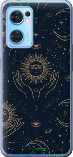 Силиконовый чехол Celestial Harmony: Sun & Moon Gold Mystic Pattern для Oppo Reno7 5G - 6778u-2669 изображение 