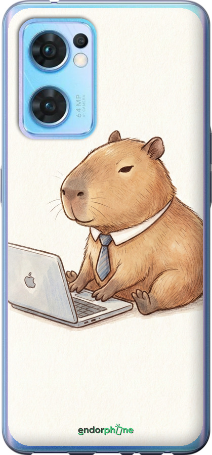 Силиконовый чехол Funny Capybara CEO Working для Oppo Reno7 5G - 6777u-2669 изображение 