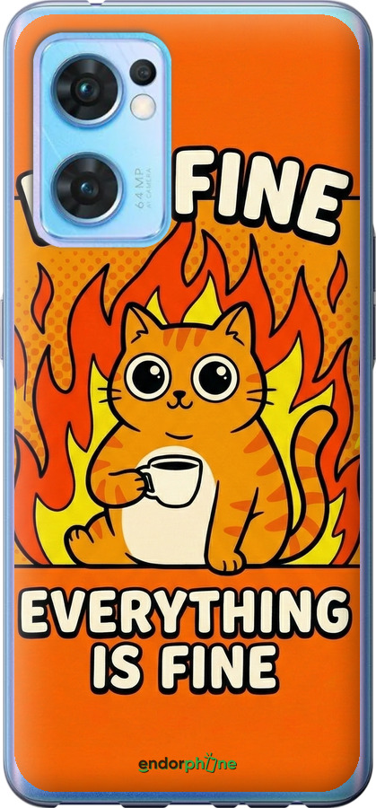 Силиконовый чехол Funny Cat для Oppo Reno7 5G - 6786u-2669 изображение 