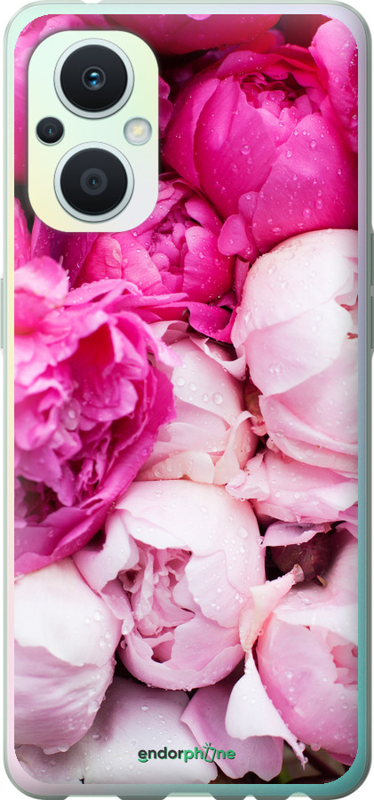 

Custodia in Silicone Peonie rosa" for Oppo Reno8 Lite"