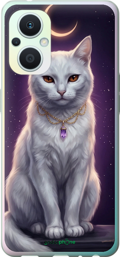 Силіконовий чехол Mystic White Cat Gothic Dark Purple Gold для Oppo Reno8 Lite - 6805u-2755 изображение 