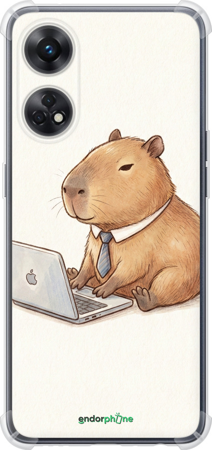 Силикон с усиленными углами чехол Funny Capybara CEO Working для Oppo Reno8 T - 6777sp-2969 изображение 