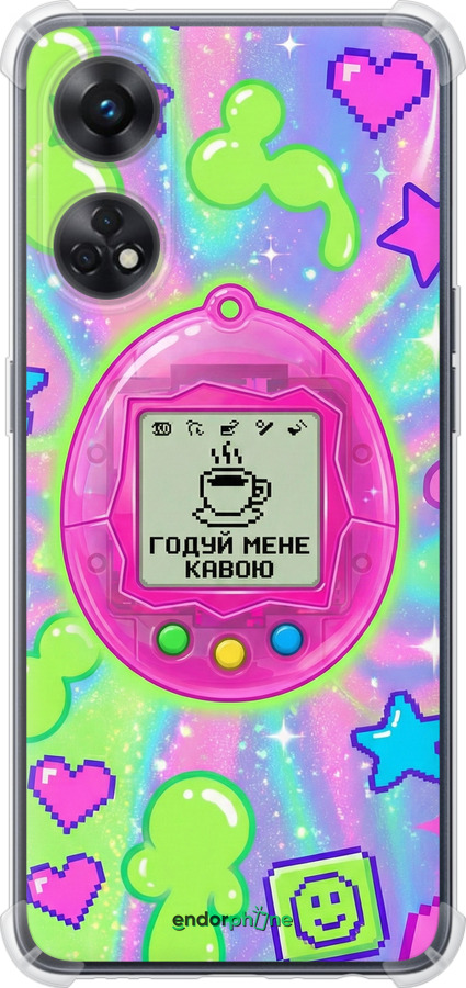 Силикон с усиленными углами чехол Y2K Aesthetic Retro Pet: Годуй мене кавою для Oppo Reno8 T - 6784sp-2969 изображение 