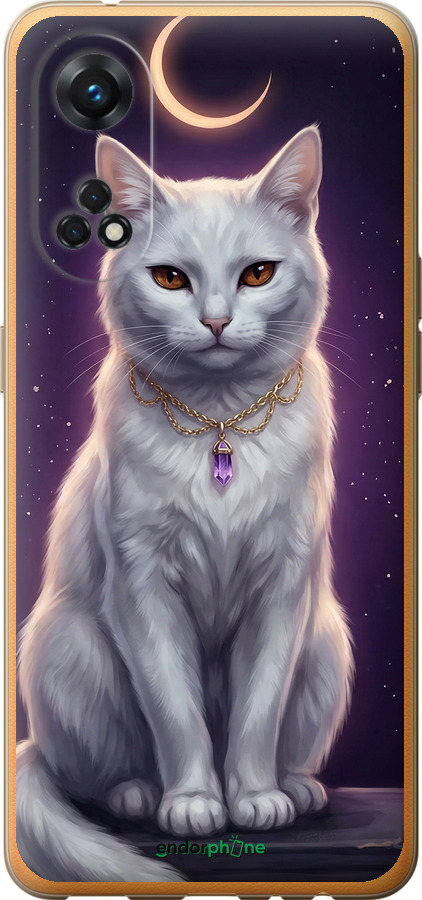Силиконовый чехол Mystic White Cat Gothic Dark Purple Gold для Oppo Reno8 T - 6805u-2969 изображение 