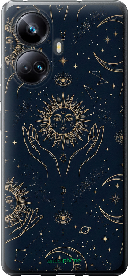 Силіконовий чехол Celestial Harmony: Sun & Moon Gold Mystic Pattern для Realme 10 Pro Plus - 6778u-2944 изображение 