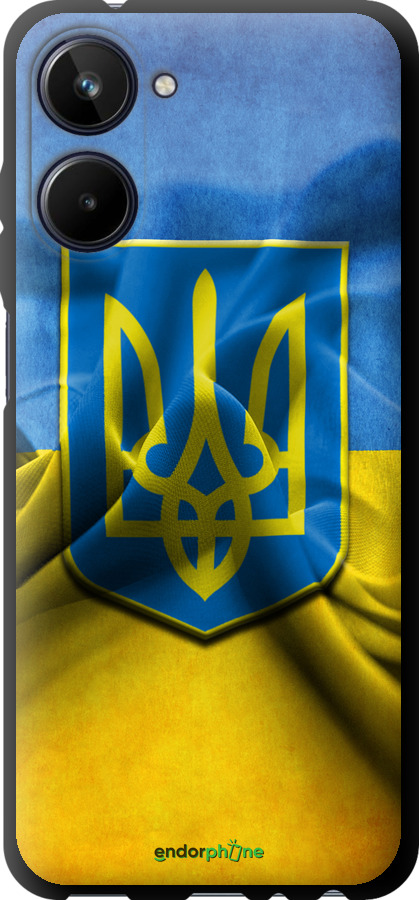 

TPU чорний чохол "Прапор та герб України" для Realme 10, Блакитний