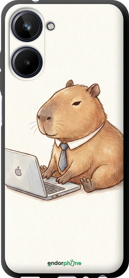 TPU чехол Funny Capybara CEO Working для Realme 10 - 6777b-2946 изображение 