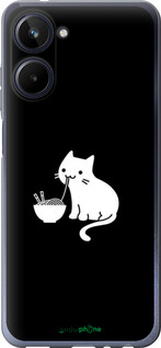 Силіконовий чехол Милий кіт на чорному фоні для Realme 10 - 6528u-2946 изображение 