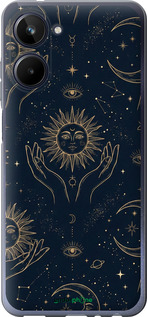 Силиконовый чехол Celestial Harmony: Sun & Moon Gold Mystic Pattern для Realme 10 - 6778u-2946 изображение 