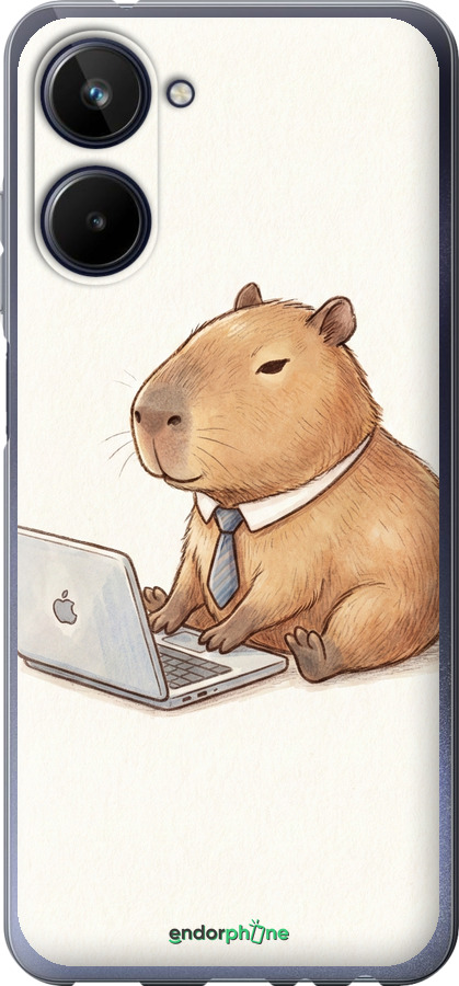 Силиконовый чехол Funny Capybara CEO Working для Realme 10 - 6777u-2946 изображение 