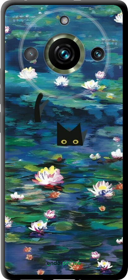 TPU чехол с изображением водяных лилий и кошек для Realme 11 Pro - 6257b-3077 изображение 