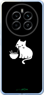 Силиконовый чехол С милым котом на черном фоне для Realme 12 4G - 6528u-3785 изображение 
