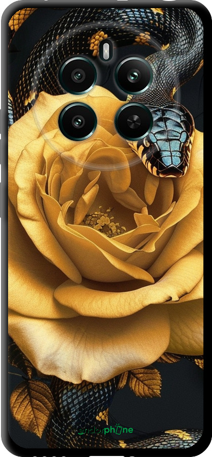 TPU чехол Black snake and golden rose для Realme 12+ - 6068b-3650 изображение 