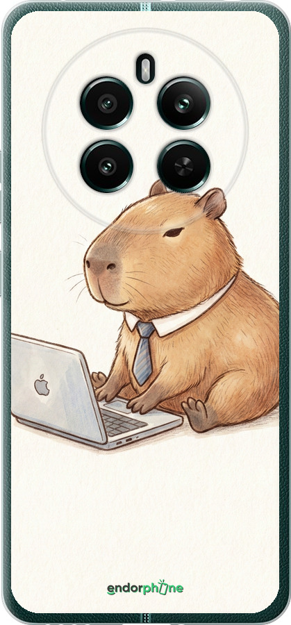 Силиконовый чехол Funny Capybara CEO Working для Realme 12+ - 6777u-3650 изображение 