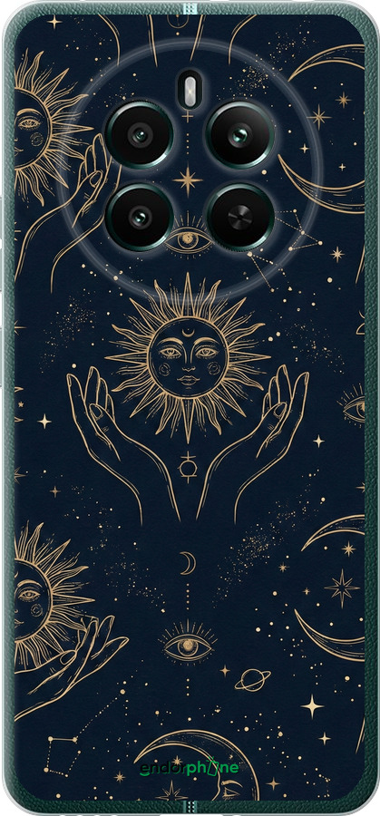 Силіконовий чехол Celestial Harmony: Sun & Moon Gold Mystic Pattern для Realme 12+ - 6778u-3650 изображение 