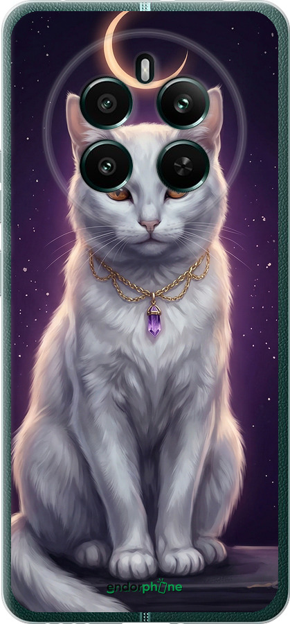 Силіконовий чехол Mystic White Cat Gothic Dark Purple Gold для Realme 12+ - 6805u-3650 изображение 