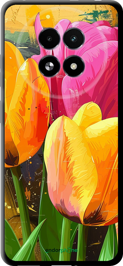 TPU чехол Нарисованные тюльпаны для Realme 13+ 5G - 5990b-3891 изображение 
