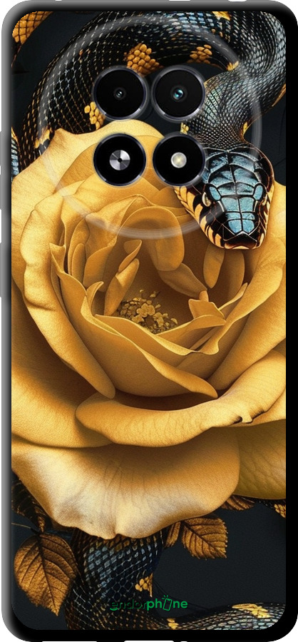 TPU чехол Black snake and golden rose для Realme 13+ 5G - 6068b-3891 изображение 