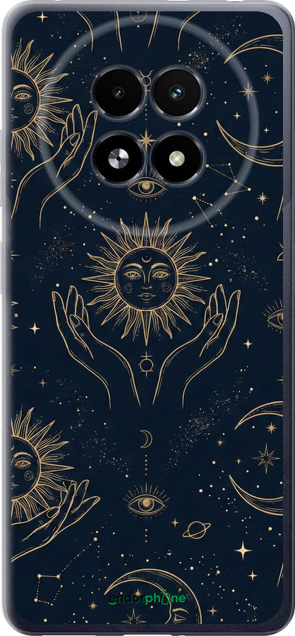 Силиконовый чехол Celestial Harmony: Sun & Moon Gold Mystic Pattern для Realme 13+ 5G - 6778u-3891 изображение 