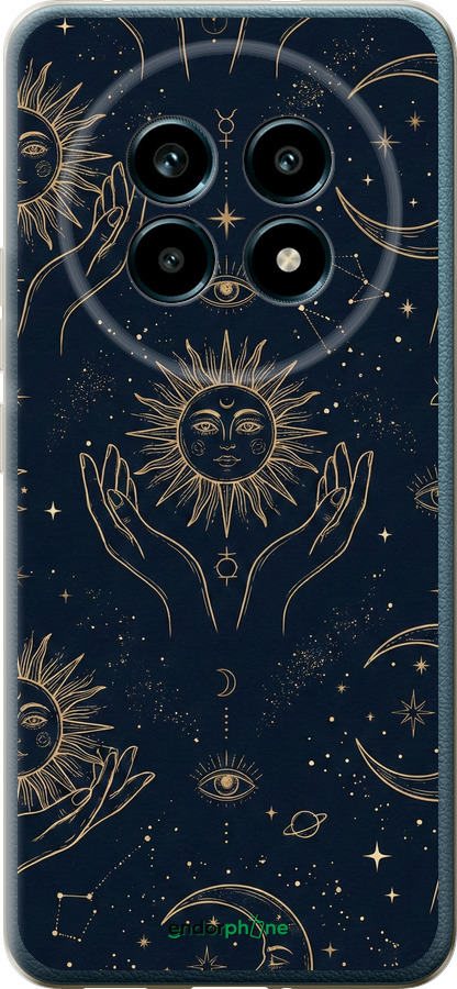 Силиконовый чехол Celestial Harmony: Sun & Moon Gold Mystic Pattern для Realme 13 PRO / 13 PRO+ - 6778u-3789 изображение 